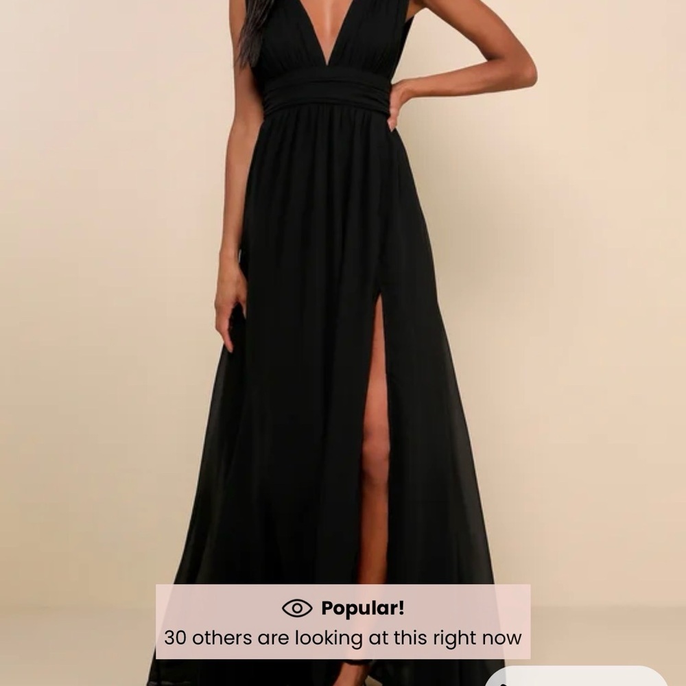 Lulus Heavenly Hues Black Maxi Dress NWT